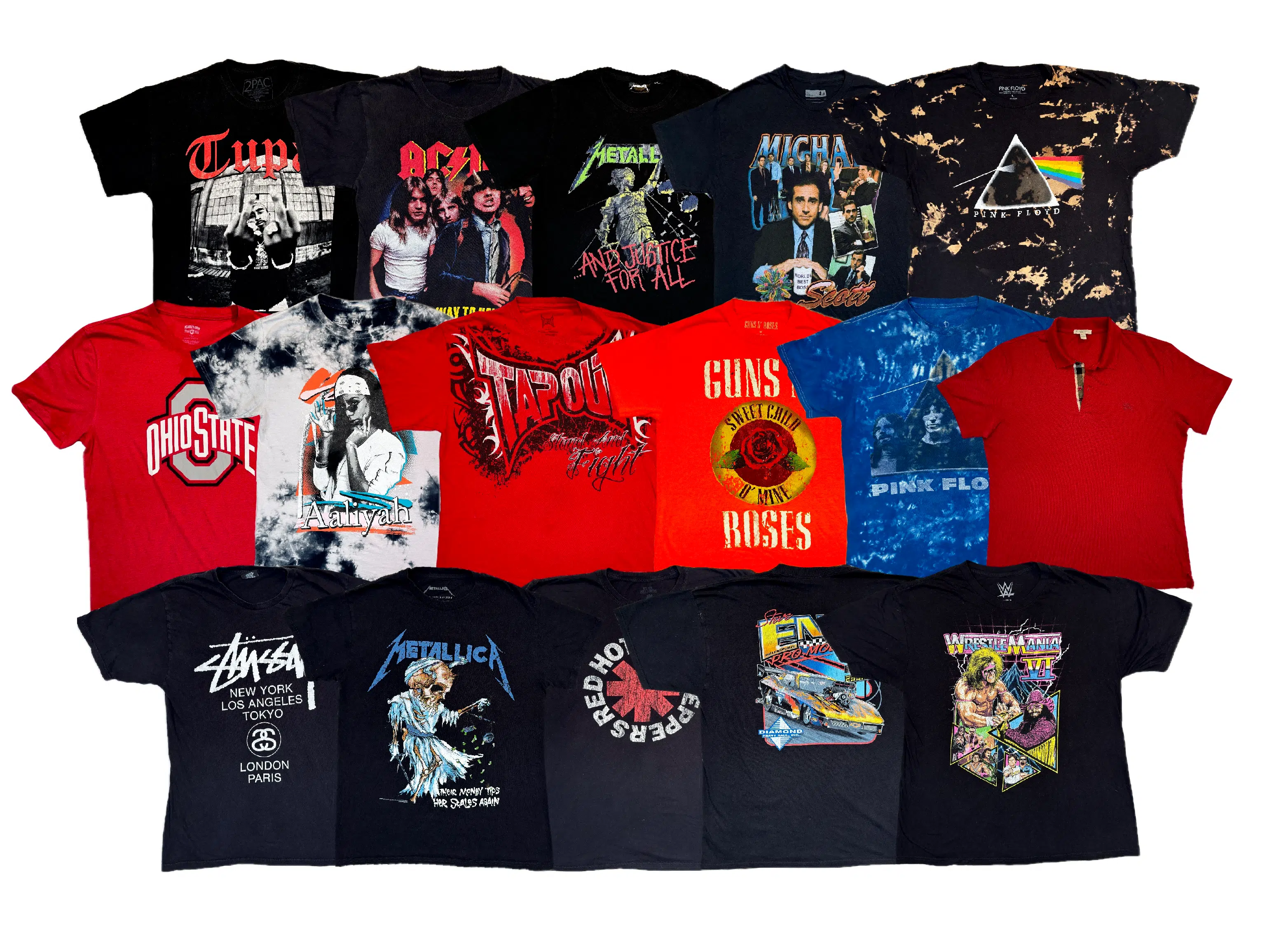 vintage t shirts micheal scott harley davidson pink floyd wrestle mania stussy nascar ohio state metallica